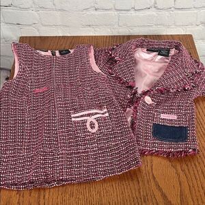 Calvin Klein Jeans Pink Tweed Jacket & matching jumper 18 months